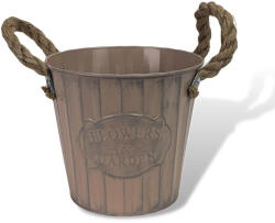  Bordázott bádog kaspó 16x14, 5cm - púder