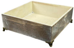  Dekotál szürkésbarna négyzet fém lábon 20x20cm - papelito