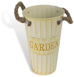  Bordázott bádog váza krém 15x25cm