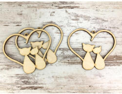 Natúr fa - Cicák szívben 10cm 3db/csomag - papelito