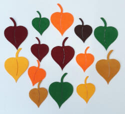 Filcfigura őszi, színes falevelek 14db/cs, kb. 4cm 38087 (38087)