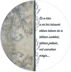  Nyomtatott fa tábla koszorú közép - Ez a ház 11, 8cm - papelito