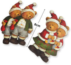 Nyomtatott dekorkarton - Karácsonyi piros maci pár 4db/csomag - papelito