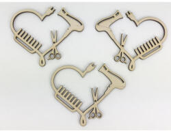  Natúr fa - Fodrász szív 3db/csomag - festéshez és dekorációhoz