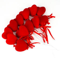 Beszúrós bársony szív 6cm 12db/csomag