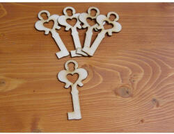  Natúr fa - Kulcs szíves 5db/csomag - papelito