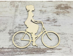  Natúr fa - Bicikliző lány 15cm - papelito