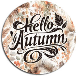 Nyomtatott fa tábla koszorú közép - Hello Autumn 11, 8cm - papelito
