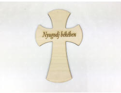  Natúr fa - "Nyugodj békében" íves kereszt 18cm - papelito