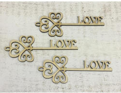  Natúr fa - Szerelem kulcs 3db/csomag - papelito
