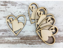 Natúr fa - Kulcsos szív 6cm 5db/csomag - papelito