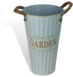 Bordázott bádog váza kék 18x30cm