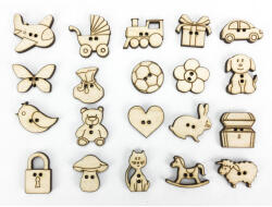  Natúr fa - Gomb szett 2cm 20db/csomag - festéshez és dekorációhoz