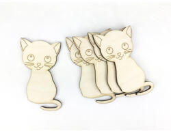  Natúr fa - Rajzos cica 8, 5cm 5db/csomag - papelito