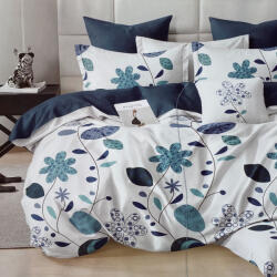 idealisotthon 7 részes kétoldalas ágyneműhuzat - kék-fehér virágok (IO-SY-BL-BL-07-04)