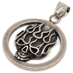 R. M. ékszer Medál acél koponya kerek 3, 5cm (000280)