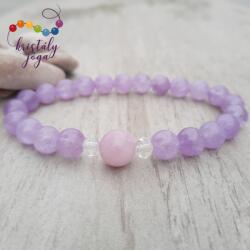 Kristály Jóga Shop Ametiszt (levendula) 8 mm-es ásvány karkötő, kunzittal