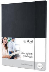 Sigel Jegyzetfüzet, exkluzív, A4+, kockás, 97 lap, mágneses záródású, keményfedeles, SIGEL "Conceptum", fekete