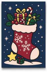  Festés számok szerint - Karácsonyi zokni Méret: 20x30cm, Keretezés: Kartonlemezen