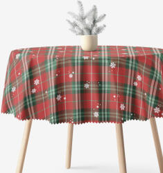 Goldea kör alakú teflonos terítő - piros kockás hópelyhekkel Ø 150 cm