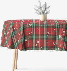 Goldea ovális teflonos terítő - piros kockás hópelyhekkel 120 x 200 cm