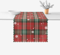 Goldea teflonbevonatú asztali futó - piros kockás hópelyhekkel 20x120 cm