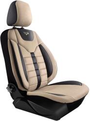 Panda Set Huse Scaune Auto pentru Volvo V40 - Panda Toronto, tip Alcantara, cu fermoare pentru bancheta rabatabila, bej cu negru, 11 piese