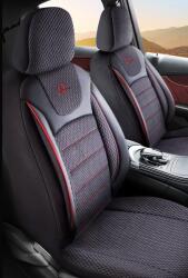 Panda Set Huse Scaune Auto pentru Alfa Romeo 146 - Panda Prestige, negru cu cusatura rosie, 11 piese