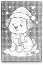  PontPöttyöző - Karácsonyi kiskutya Méret: 20x30cm, Keretezés: Kartonlemezen, Szín: Zöld