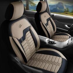 Panda Set Huse Scaune Auto pentru Audi A6 - Panda Londra, cu fermoare pentru bancheta rabatabila, bej - negru , 11 piese