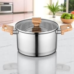 FLORINA Cratita inox Florina Fitter, cu capac din sticla, 24 cm, 5.6 litri