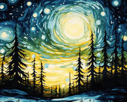 Alkotásutca Téli éjszaka - Számfestő készlet kereten 40x50