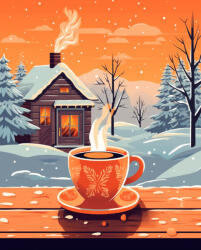 Alkotásutca Téli kávé - Számfestő készlet kereten 40x50