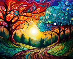 Alkotásutca Absztrakt ösvény - Számfestő készlet kereten 40x50