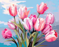Alkotásutca Rózsaszín tulipán csokor - Számfestő készlet kereten 40x50
