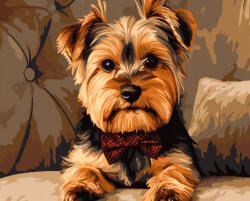Alkotásutca Yorkie csokornyakkendővel - Számfestő készlet kereten 40x50