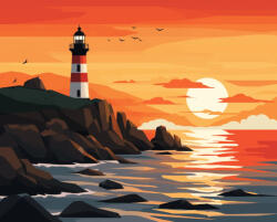 Alkotásutca Világítótorony - Számfestő készlet kereten 40x50