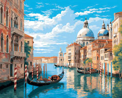 Alkotásutca Velencei gondola - Számfestő készlet kereten 40x50