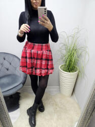 Norafashion Csinos kockás hagymafazonú szoknya (piros-fekete) (759841)