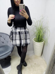 Norafashion Csinos kockás hagymafazonú szoknya (szürke-fekete) (703082)