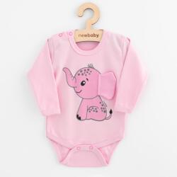 NEW BABY Bebelu? cu mânecă lungă pentru bebelu? i Body cu mânecă lungă New Baby Happy Elephant pink, mărime 74 (6-9lr)