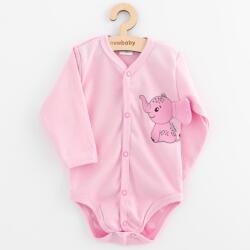 NEW BABY Bebelu? cu mânecă lungă pentru bebelu? i Body cu mânecă lungă New Baby Happy Elephant pink, mărime 56 (0-3luni)