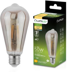 Lumileds EDISON LED izzó E27 ST64 6W = 50W 420lm 2200K Meleg 360° Izzószálas LUMILED Füstös