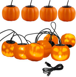 Lumileds Elemmel működő girland 8xLED dekoratív tök 4, 45 m Halloween fények + USB C