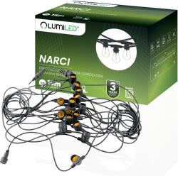 Lumileds Kültéri kerti girland fénylánc 15m 15x E27 NARCI LUMILED