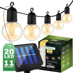 Lumileds Napelemes kerti girland 20x LED dekoratív gömb 11, 58 m 3000K Meleg LOVO LUMILED