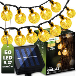 Lumileds Napelemes kerti girland, napelemes lámpák, 50 db LED izzó, gömb, erkélyre, 9 m, GALLA3 LUMILED