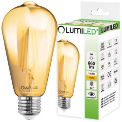 Lumileds LED izzó E27 ST64 6W = 50W 660lm 2200K Meleg 360° Izzószálas LUMILED
