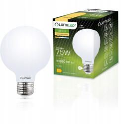 Lumileds LED izzó E27 G95 8W = 75W 3000K meleg gömb alakú tejszerű izzószálas LUMILED