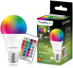 Lumileds LED izzó E27 A60 9W = 60W 806lm RGB+3000K Szabályozható okos LUMILED